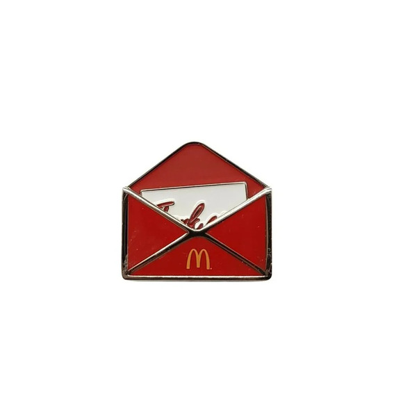 McDonalds Service Employee Lapel Hat Pin Silver Finish Thank You Letter 2010 VTG - Picture 2 of 4